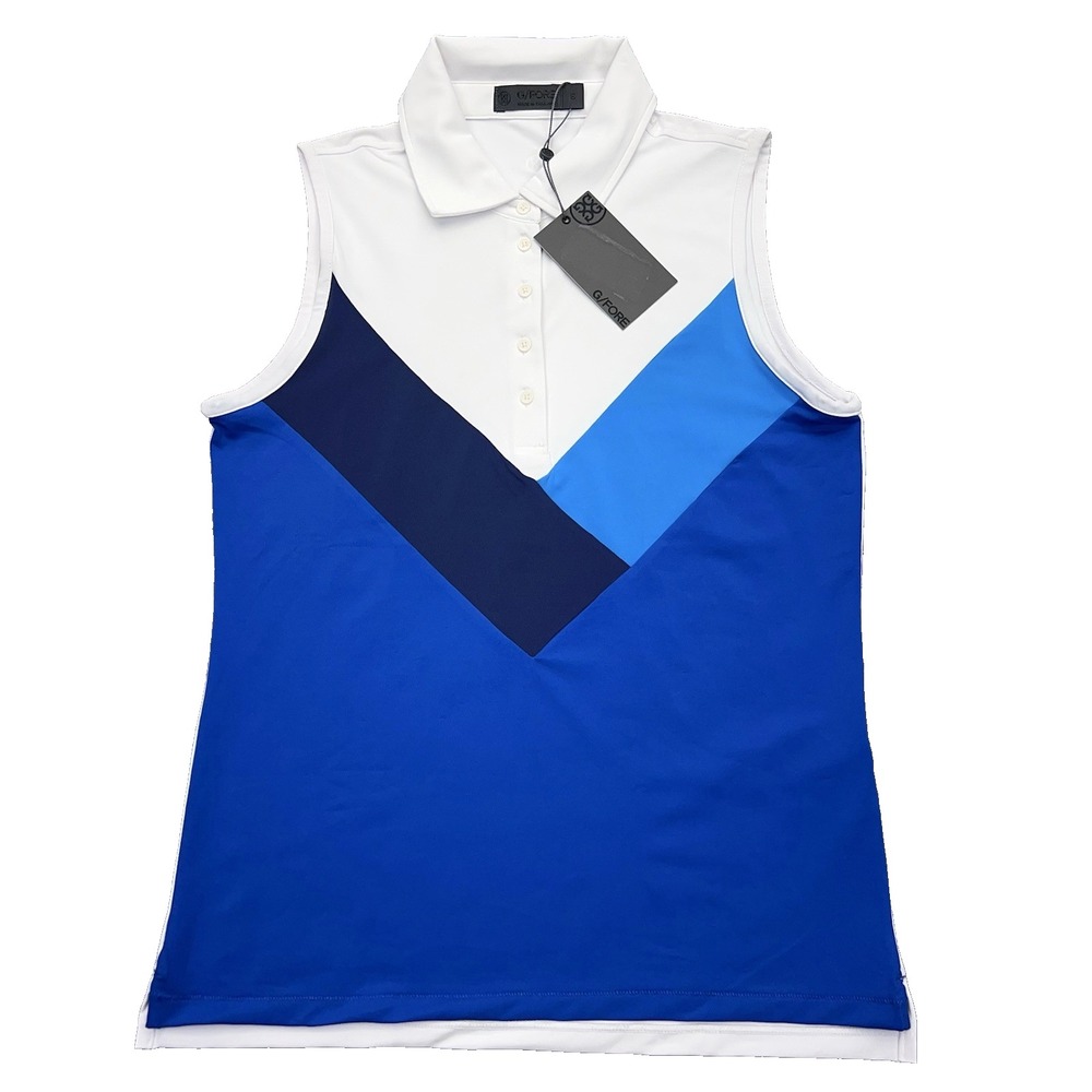 G/Fore G4 Multi V Golf Polo Shirt Womens Small Performance Sleeveless Top NWT